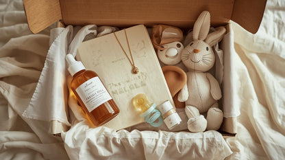 “Coffret grossesse 3 mois – box maternité prémium avec huile naturelle, doudou lapin et accessoires pour future maman.”